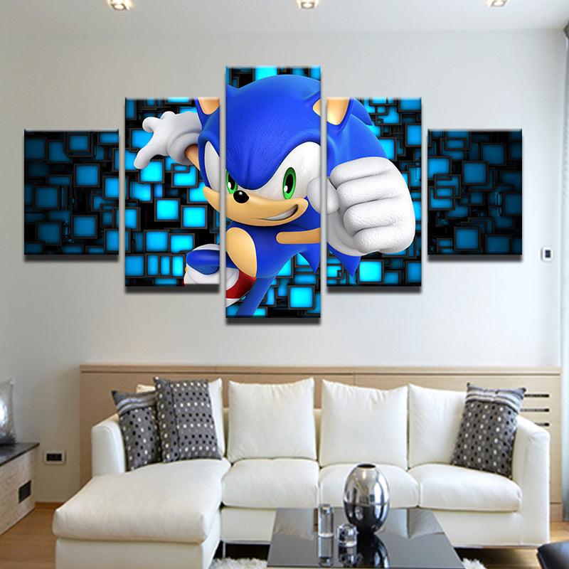 Sonic The Hedgehog 5 Panel Canvas Print Wall Art - GotItHere.com