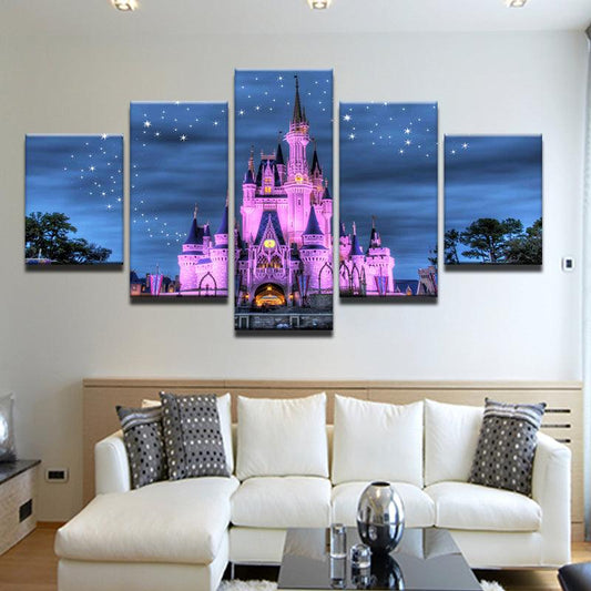 .Cinderella Castle Disney World Magic Kingdom 5 Panel Canvas Print Wall Art - GotItHere.com