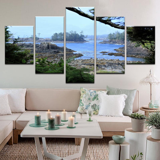 Rocky Coast British Columbia 5 Panel Canvas Print Wall Art - GotItHere.com