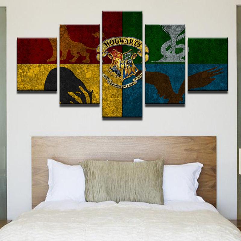 Harry Potter Hogwarts Houses 5 Panel Canvas Print Wall Art - GotItHere.com
