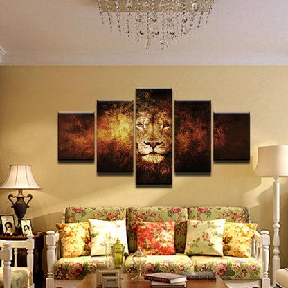 Lion Abstract 5 Panel Canvas Print Wall Art - GotItHere.com