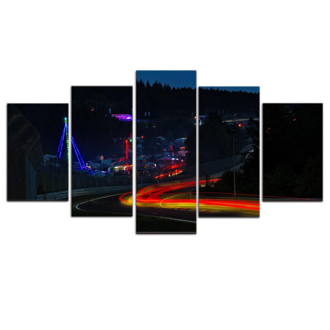 Nurburgring Night Time Lapse 5 Panel Canvas Print Wall Art - GotItHere.com