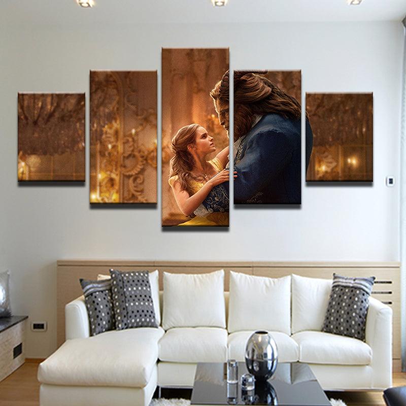 Beauty And The Beast 5 Panel Canvas Print Wall Art - GotItHere.com