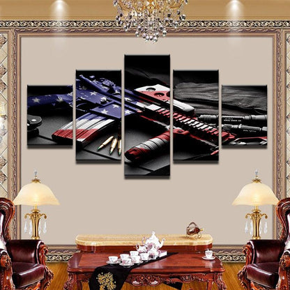 AR-15 Red White & Blue 5 Panel Canvas Print Wall Art - GotItHere.com