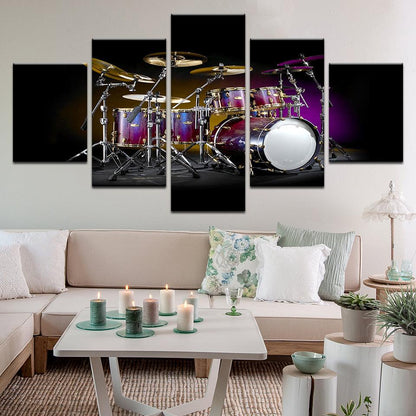 Drum Set On Stage 5 Panel Canvas Print Wall Art - GotItHere.com