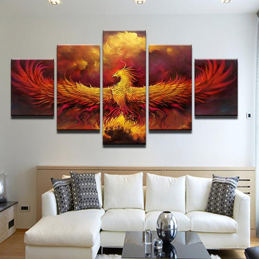 Phoenix Rising 5 Panel Canvas Print Wall Art - GotItHere.com