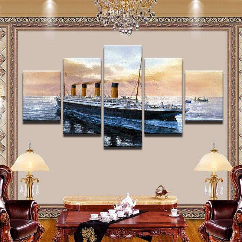 Titanic Painting 5 Panel Canvas Print Wall Art - GotItHere.com