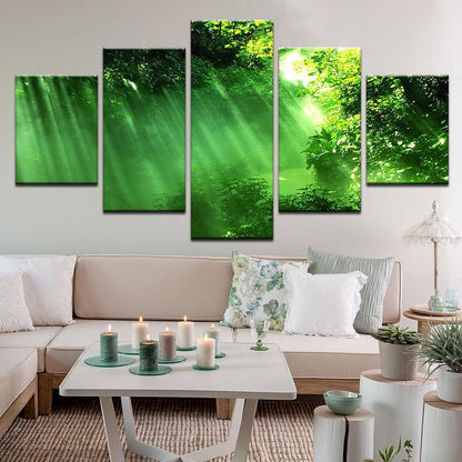 Clearing In The Forest 5 Panel Canvas Print Wall Art - GotItHere.com