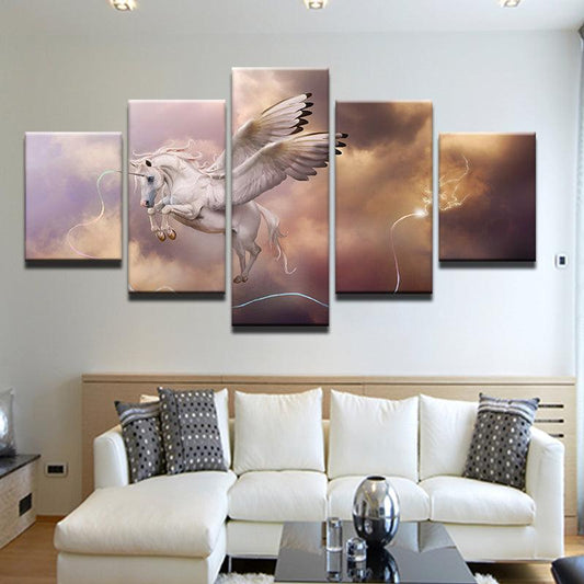 Flying Unicorn 5 Panel Canvas Print Wall Art - GotItHere.com