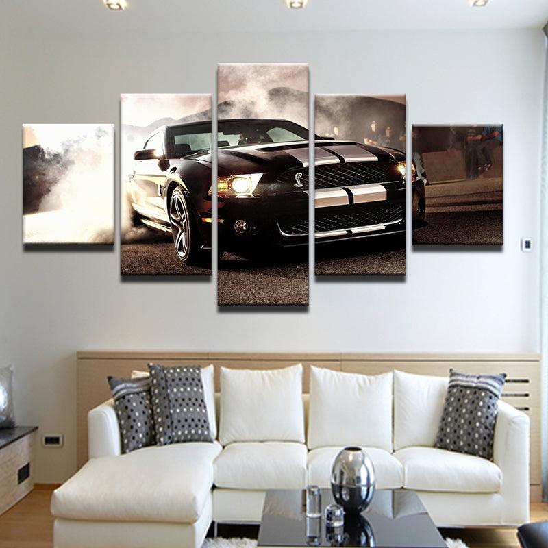 Ford Mustang Cobra Burnout 5 Panel Canvas Print Wall Art - GotItHere.com