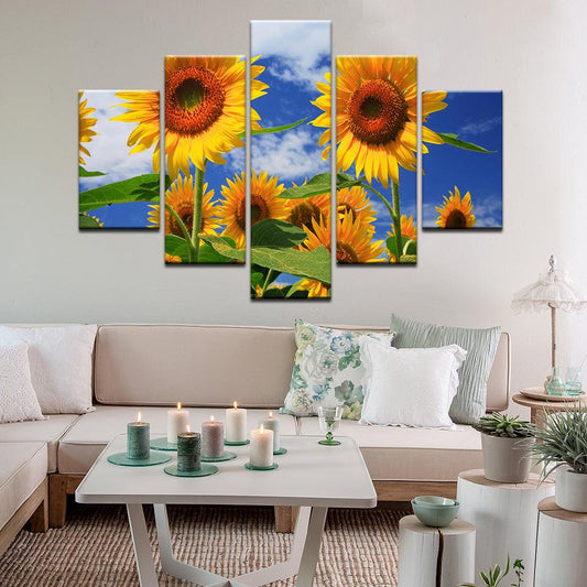 Sunflowers 5 Panel Canvas Print Wall Art - GotItHere.com