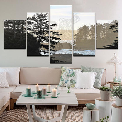 Pacific Northwest Totem Heritage British Columbia 5 Panel Canvas Print Wall Art - GotItHere.com