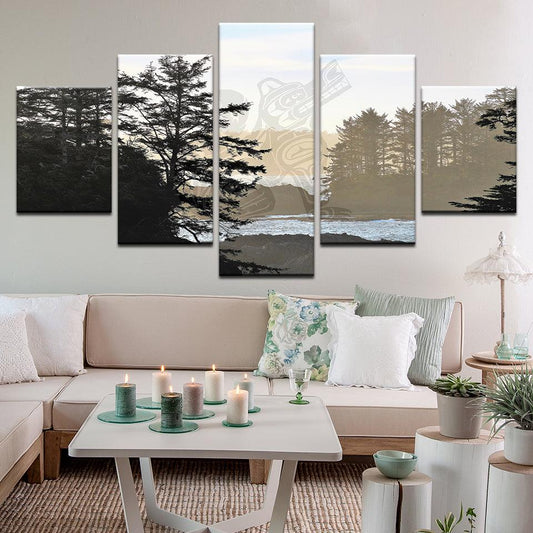 Pacific Northwest Totem Heritage British Columbia 5 Panel Canvas Print Wall Art - GotItHere.com