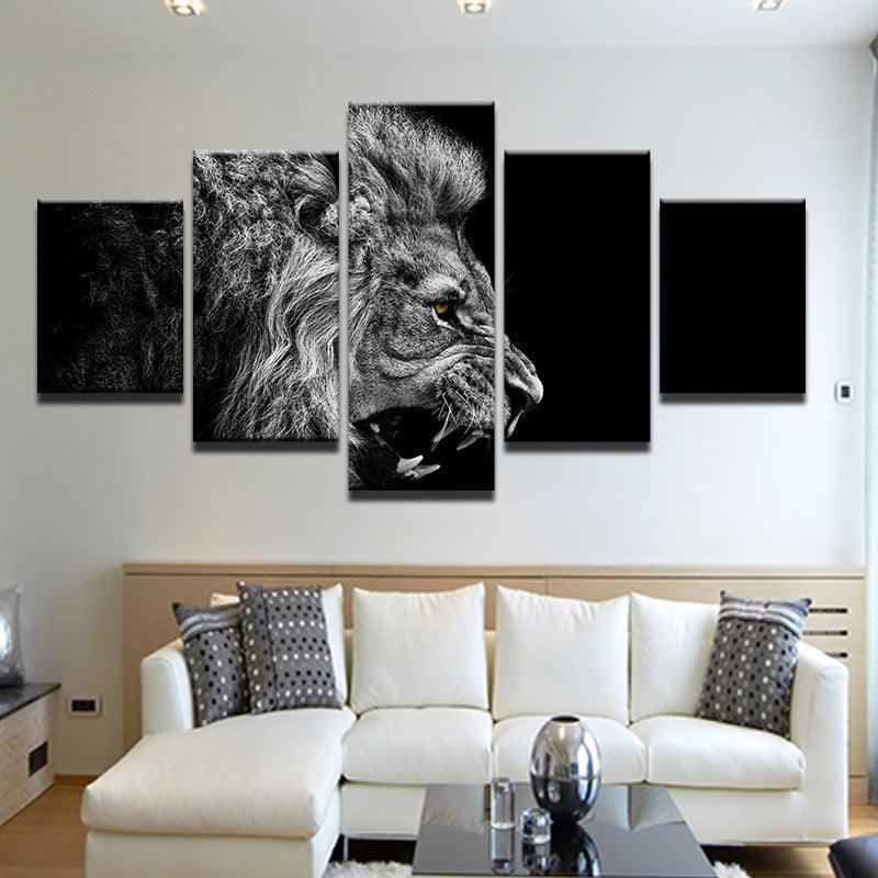 Lion Roar 5 Panel Canvas Print Wall Art - GotItHere.com