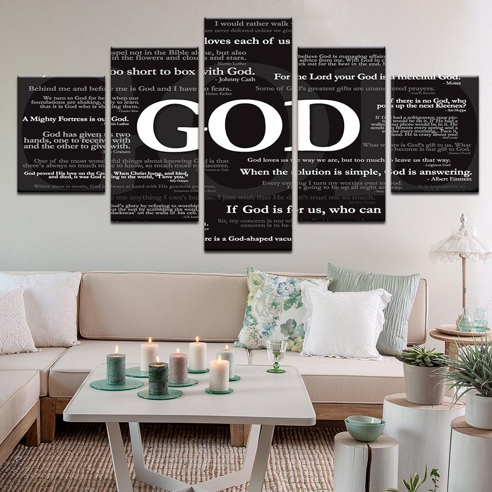 God Quotes Collection 5 Panel Canvas Print Wall Art - GotItHere.com