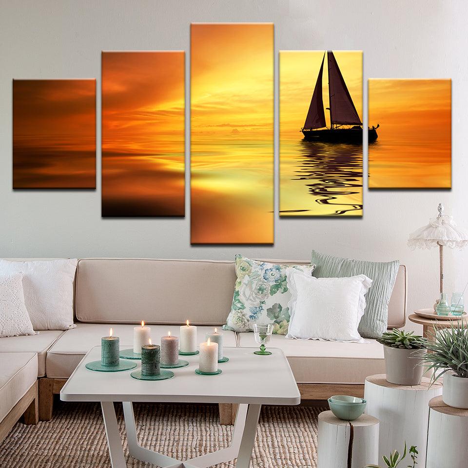 Sailing Into The Sunset 5 Panel Canvas Print Wall Art - GotItHere.com