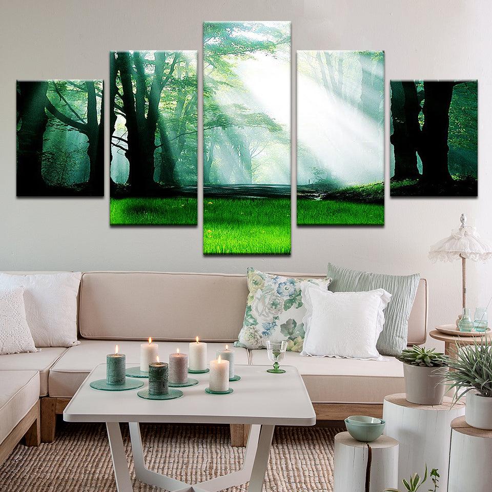 Clearing In The Forest 5 Panel Canvas Print Wall Art - GotItHere.com