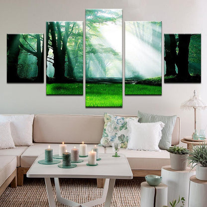 Clearing In The Forest 5 Panel Canvas Print Wall Art - GotItHere.com