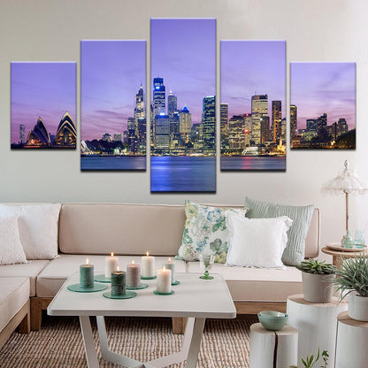 Sydney Harbor 5 Panel Canvas Print Wall Art - GotItHere.com