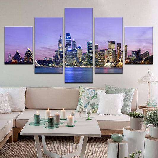 Sydney Harbor 5 Panel Canvas Print Wall Art - GotItHere.com