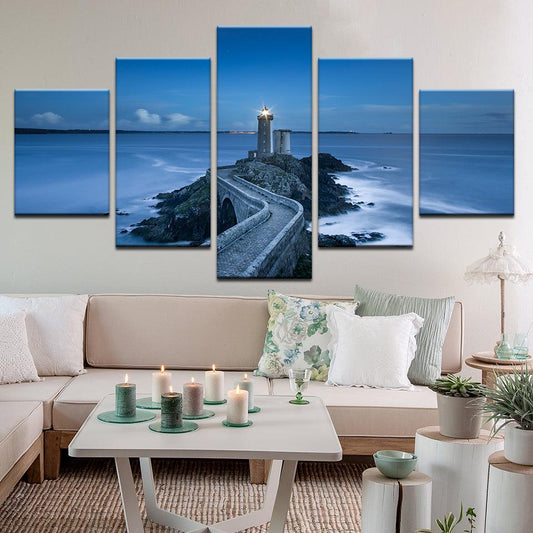 Petit Minou Lighthouse France 5 Panel Canvas Print Wall Art - GotItHere.com