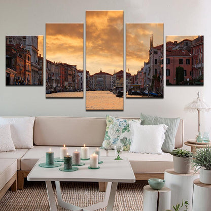 Sunset Venice Italy 5 Panel Canvas Print Wall Art - GotItHere.com