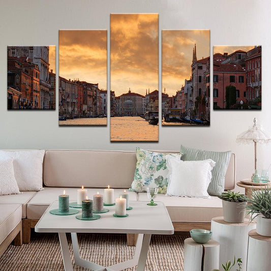 Sunset Venice Italy 5 Panel Canvas Print Wall Art - GotItHere.com
