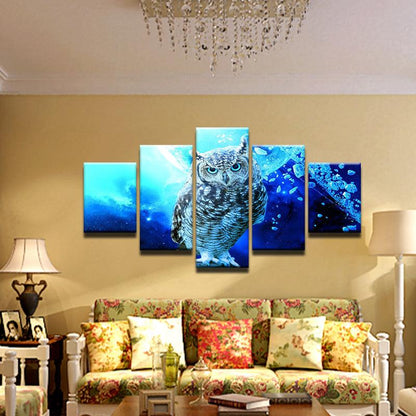 Horned Owl 5 Panel Canvas Print Wall Art - GotItHere.com
