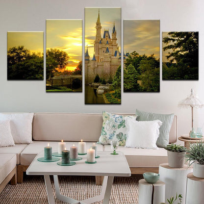 Disney World Cinderella's Castle 5 Panel Canvas Print Wall Art - GotItHere.com