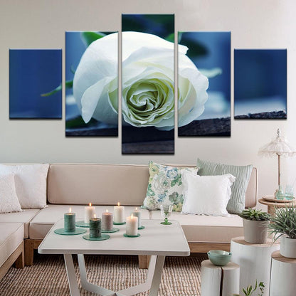 White Rose 5 Panel Canvas Print Wall Art - GotItHere.com