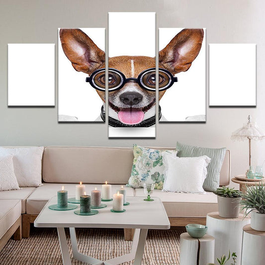 Jack Russell In Glasses 5 Panel Canvas Print Wall Art - GotItHere.com
