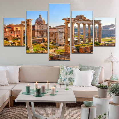 Roman Forum And Palatine Hill Rome Italy 5 Panel Canvas Print Wall Art - GotItHere.com