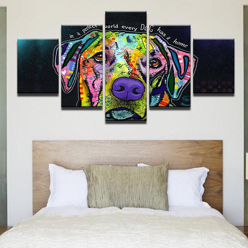 Rainbow Dog 5 Panel Canvas Print Wall Art - GotItHere.com