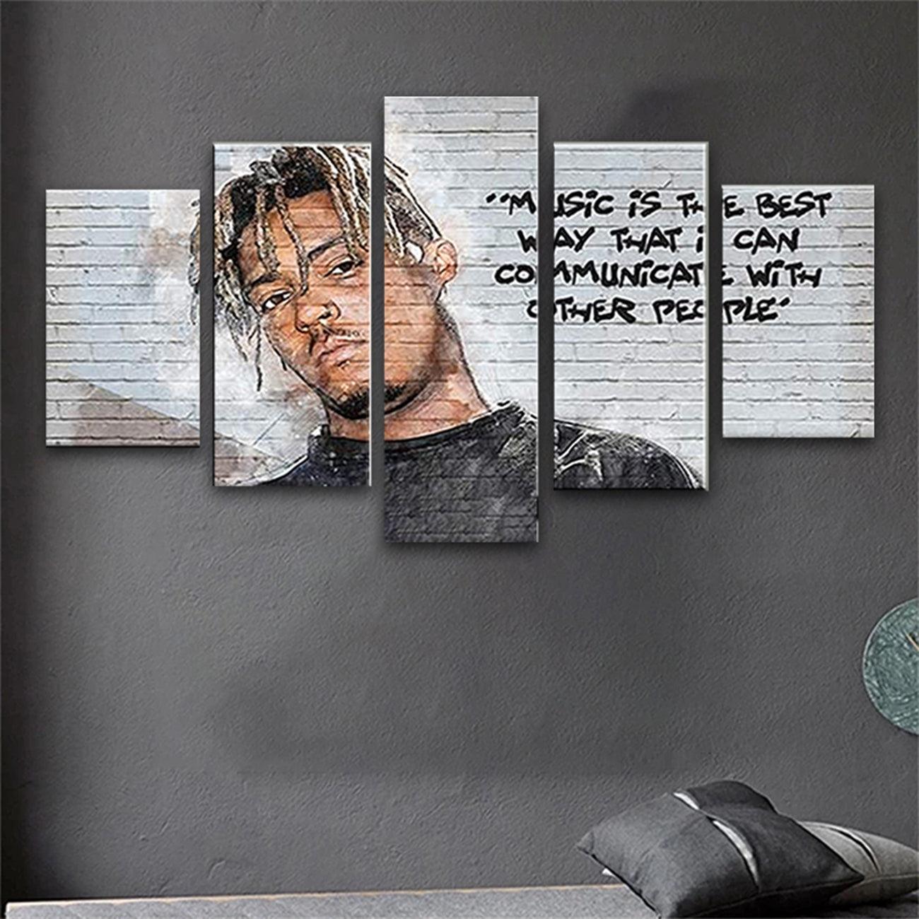 Juice WRLD Quote Music Is The Best Way 5 Panel Canvas Print Wall Art - GotItHere.com