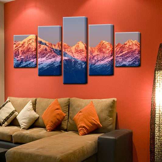 Sun Set In The Rocky Mountains 5 Panel Canvas Print Wall Art - GotItHere.com