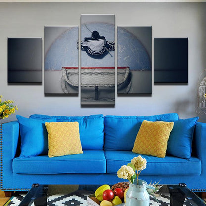 Hockey Net And Goalie 5 Panel Canvas Print Wall Art - GotItHere.com