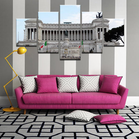 Altar Of The Fatherland Rome Italy 5 Panel Canvas Print Wall Art - GotItHere.com