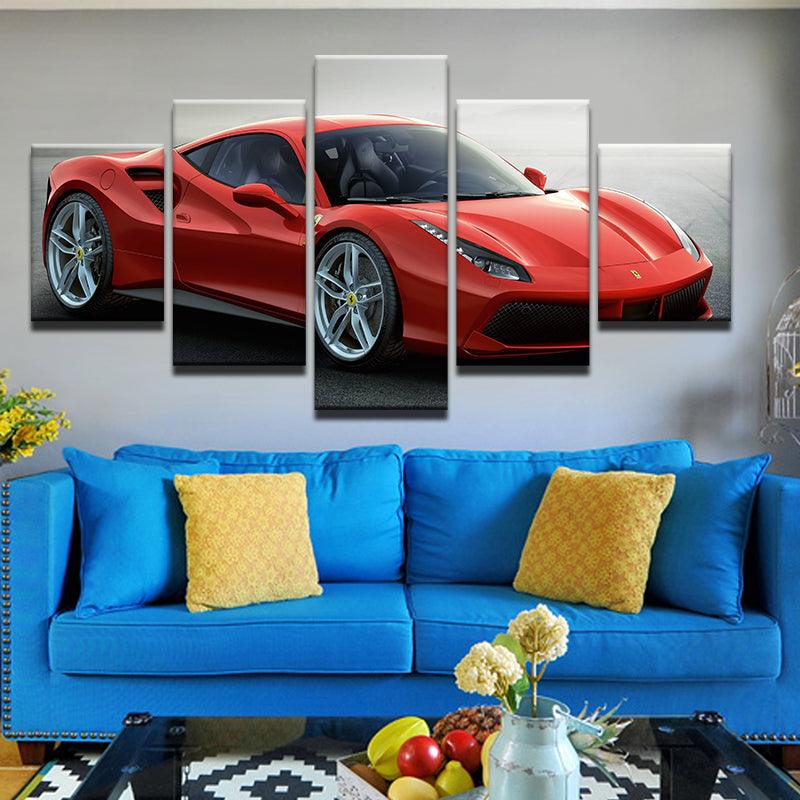 Ferrari 488 5 Panel Canvas Print Wall Art - GotItHere.com