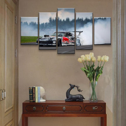 Red Bull Mazda RX-7 Formula Drift Car 5 Panel Canvas Print Wall Art - GotItHere.com