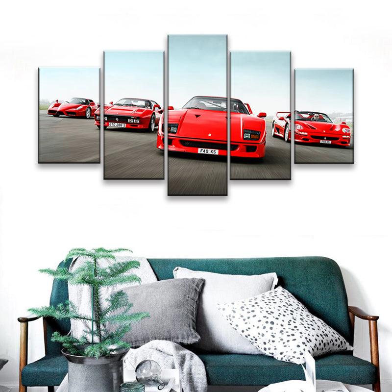 Ferrari Enzo, 288 GTO, F40 And F50 5 Panel Canvas Print Wall Art - GotItHere.com