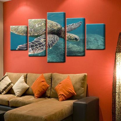 Sea Turtle 5 Panel Canvas Print Wall Art - GotItHere.com