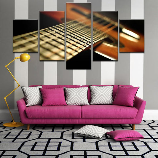 Acoustic Guitar Neck 5 Panel Canvas Print Wall Art - GotItHere.com