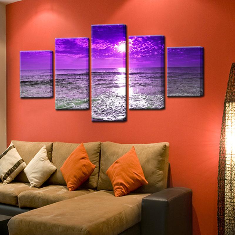 Purple Sunset 5 Panel Canvas Print Wall Art - GotItHere.com