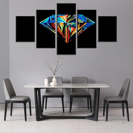 Colorful Diamond Abstract 5 Panel Canvas Print Wall Art - GotItHere.com