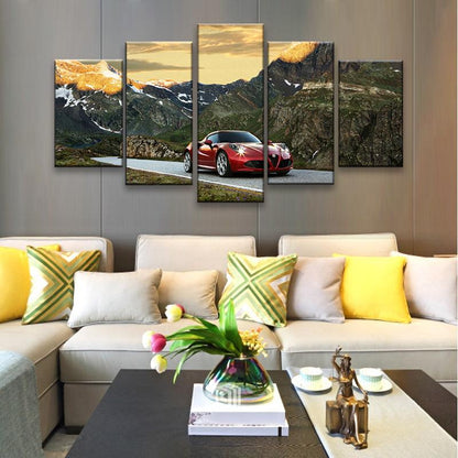 Alfa Romeo 4C 2015 5 Panel Canvas Print Wall Art - GotItHere.com