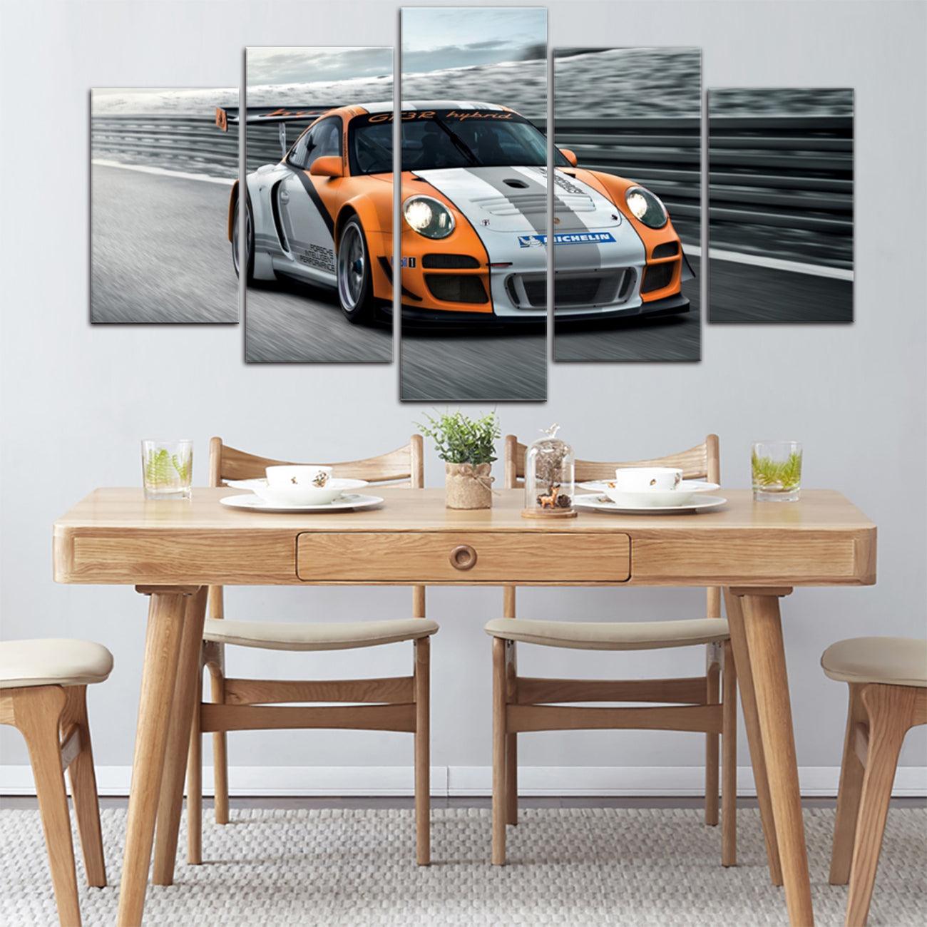 Porsche GT3 R 5 Panel Canvas Print Wall Art - GotItHere.com