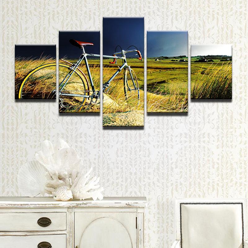 Vintage 10 Speed In A Wheat Field 5 Panel Canvas Print Wall Art - GotItHere.com