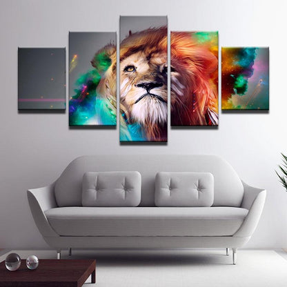Abstract Lion Spirit 5 Panel Canvas Print Wall Art - GotItHere.com