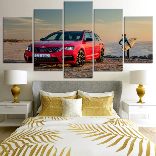Skoda Octavia 5 Panel Canvas Print Wall Art - GotItHere.com