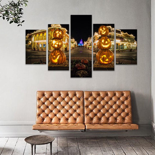 Disney World Magic Kingdom Main Street Halloween 5 Panel Canvas Print Wall Art - GotItHere.com
